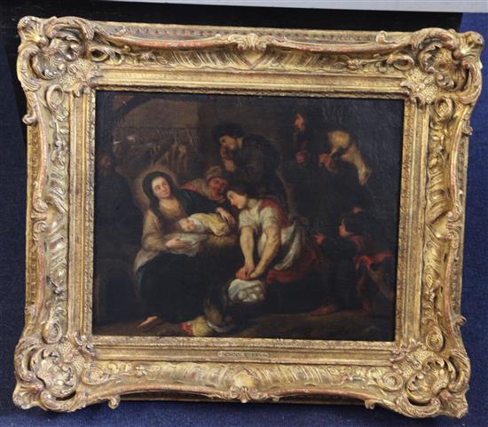 Manner of Jacob Jordaens (1593-1678) Adoration of the Shepherds 11 x 14in.